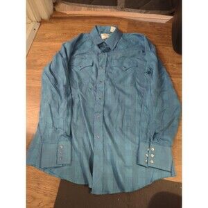 VTG Champion Westerns Dan River Blue Pearl Snap Shirt Men's 16.5 - 35 Cowboy